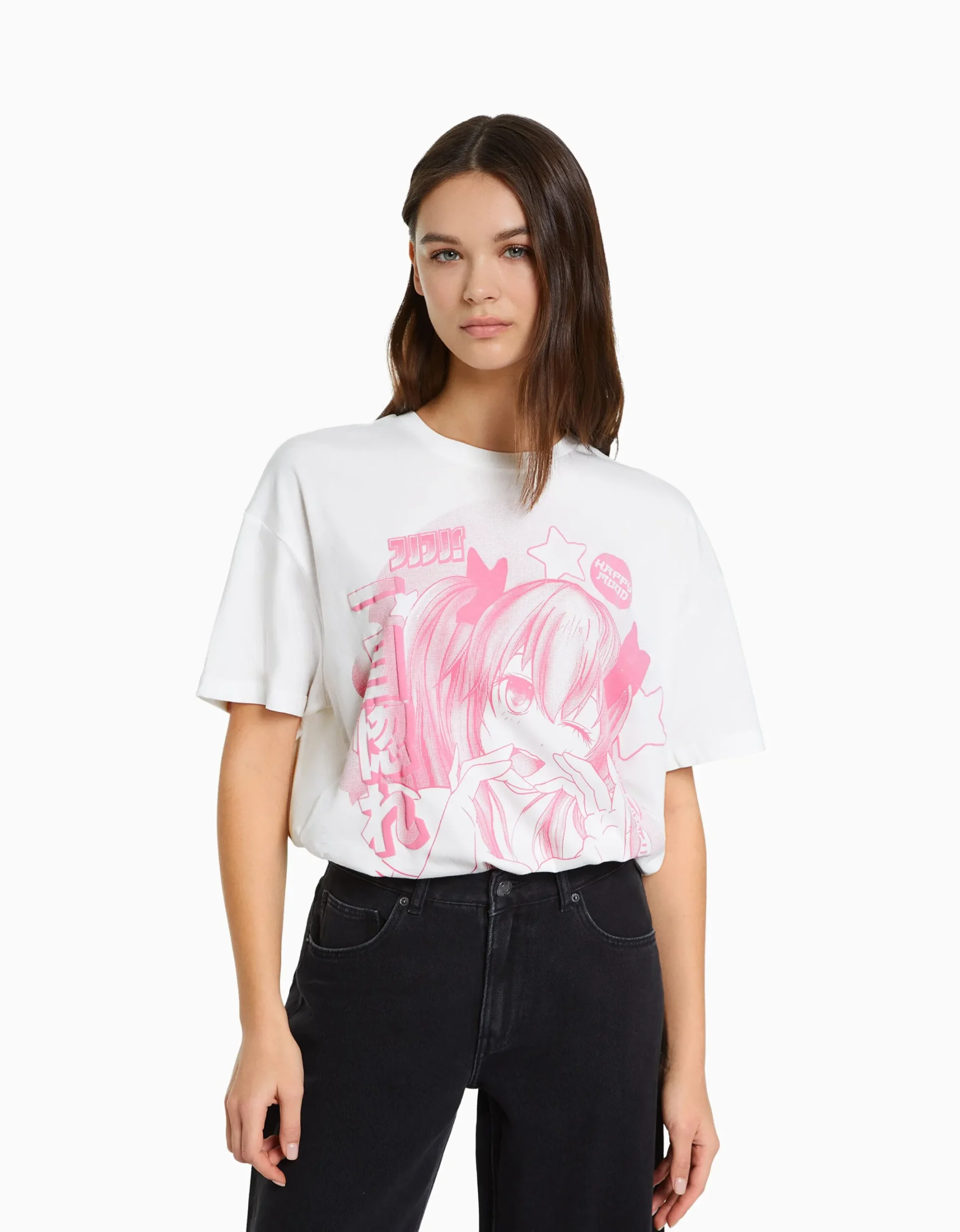 FEMME BERSHKA Tee-shirts*T-shirt manches courtes imprimé