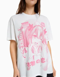 FEMME BERSHKA Tee-shirts*T-shirt manches courtes imprimé