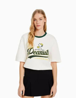 FEMME BERSHKA Cartoons*T-shirt manches courtes imprimé Snoopy