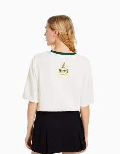FEMME BERSHKA Cartoons*T-shirt manches courtes imprimé Snoopy