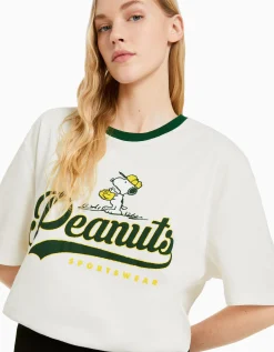 FEMME BERSHKA Cartoons*T-shirt manches courtes imprimé Snoopy