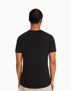 HOMME BERSHKA Vêtements*T-shirt manches courtes muscle fit maille côtelée