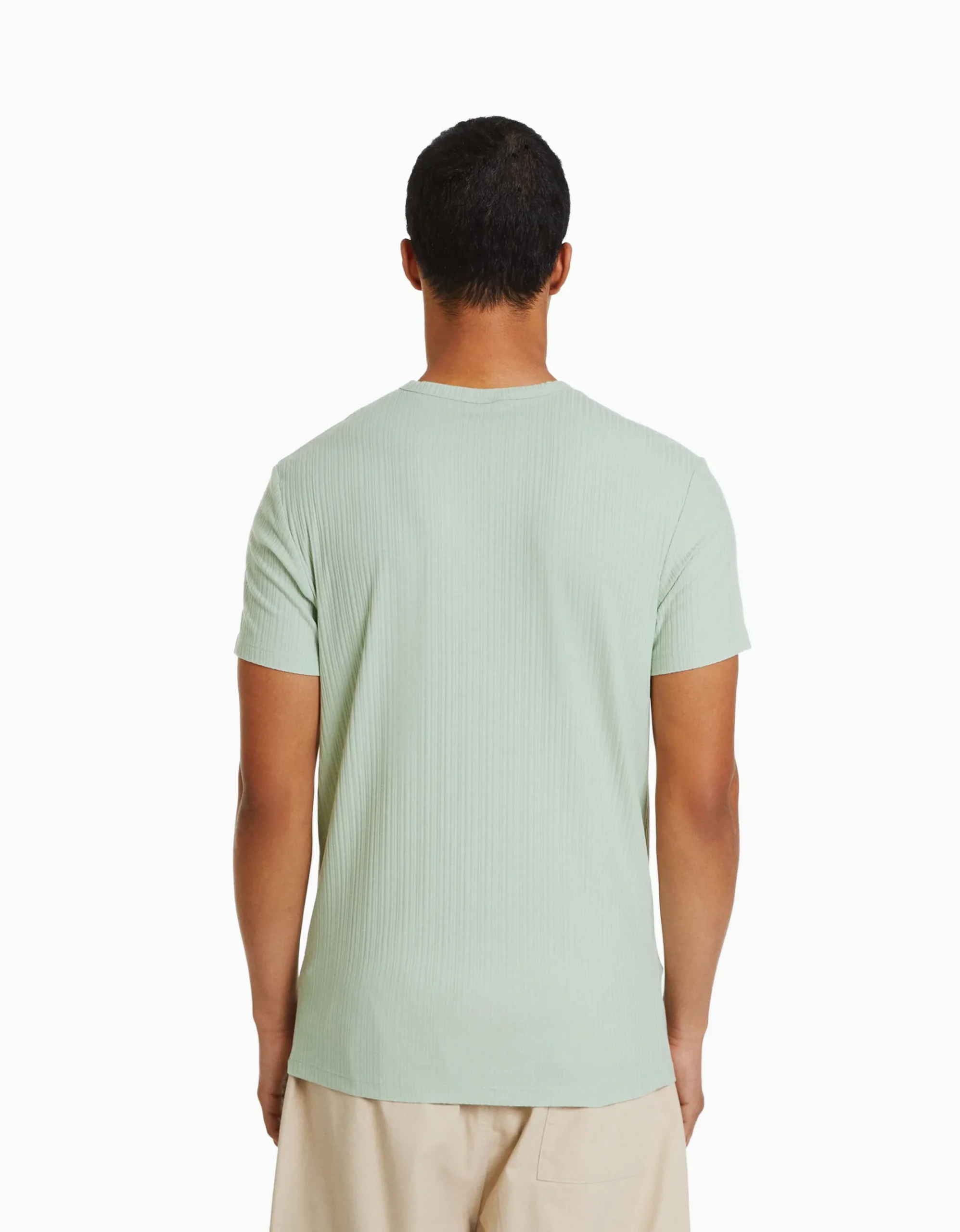 HOMME BERSHKA Vêtements*T-shirt manches courtes muscle fit maille côtelée