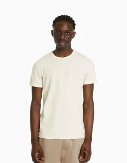 HOMME BERSHKA Vêtements*T-shirt manches courtes muscle fit maille côtelée