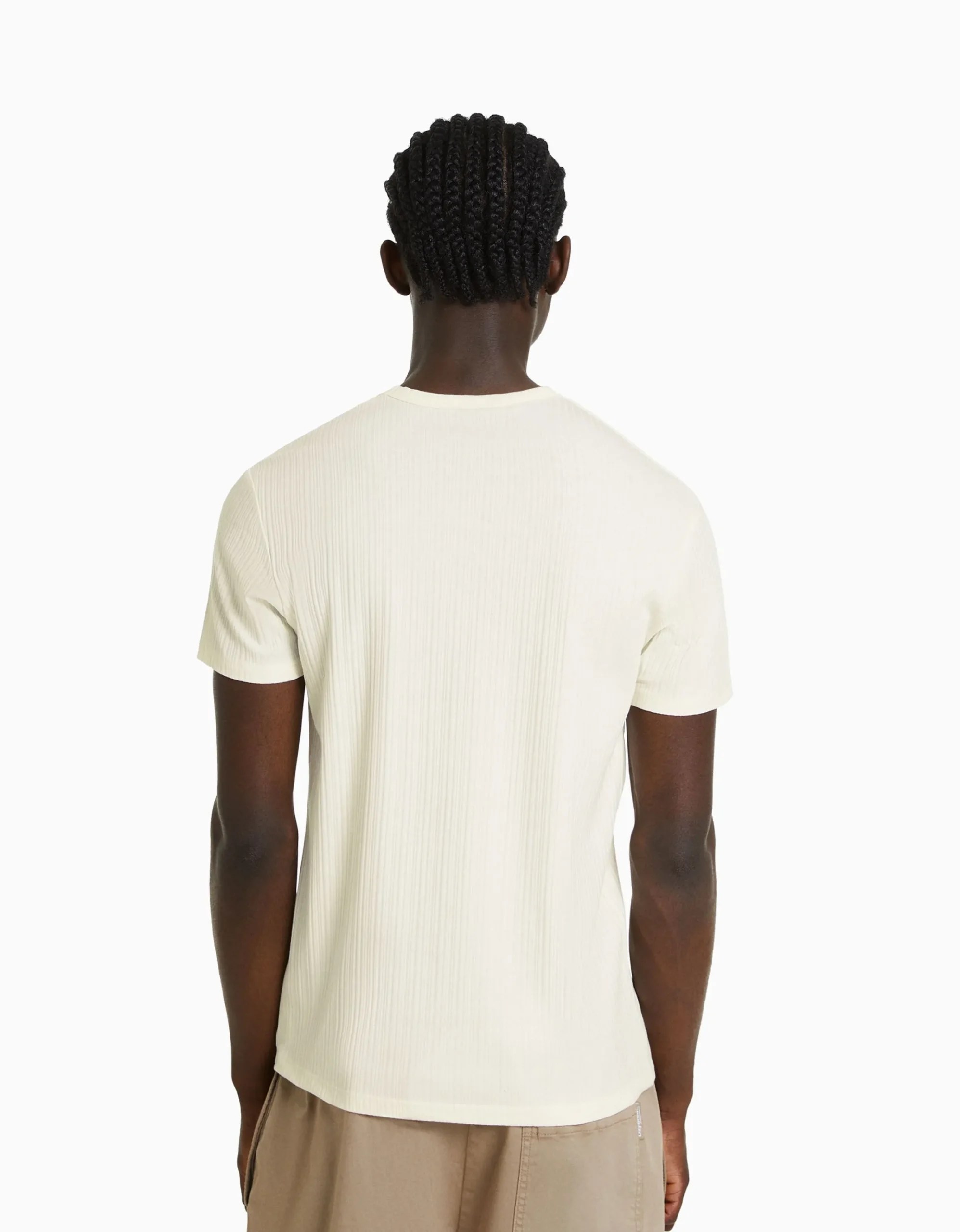 HOMME BERSHKA Vêtements*T-shirt manches courtes muscle fit maille côtelée