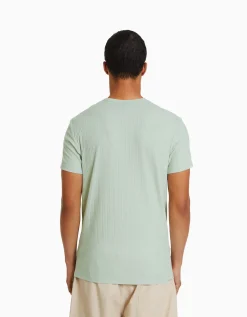 HOMME BERSHKA Vêtements*T-shirt manches courtes muscle fit maille côtelée