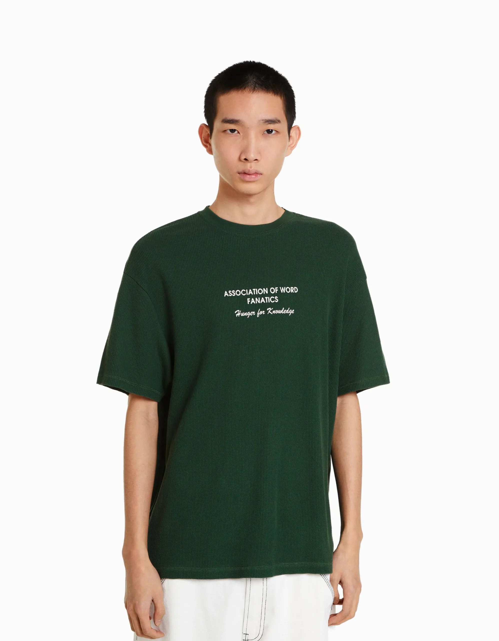 HOMME BERSHKA Tee-shirts*T-shirt manches courtes oversize gaufré et imprimé