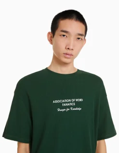 HOMME BERSHKA Tee-shirts*T-shirt manches courtes oversize gaufré et imprimé