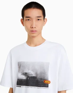 HOMME BERSHKA Vêtements*T-shirt manches courtes oversize imprimé racing