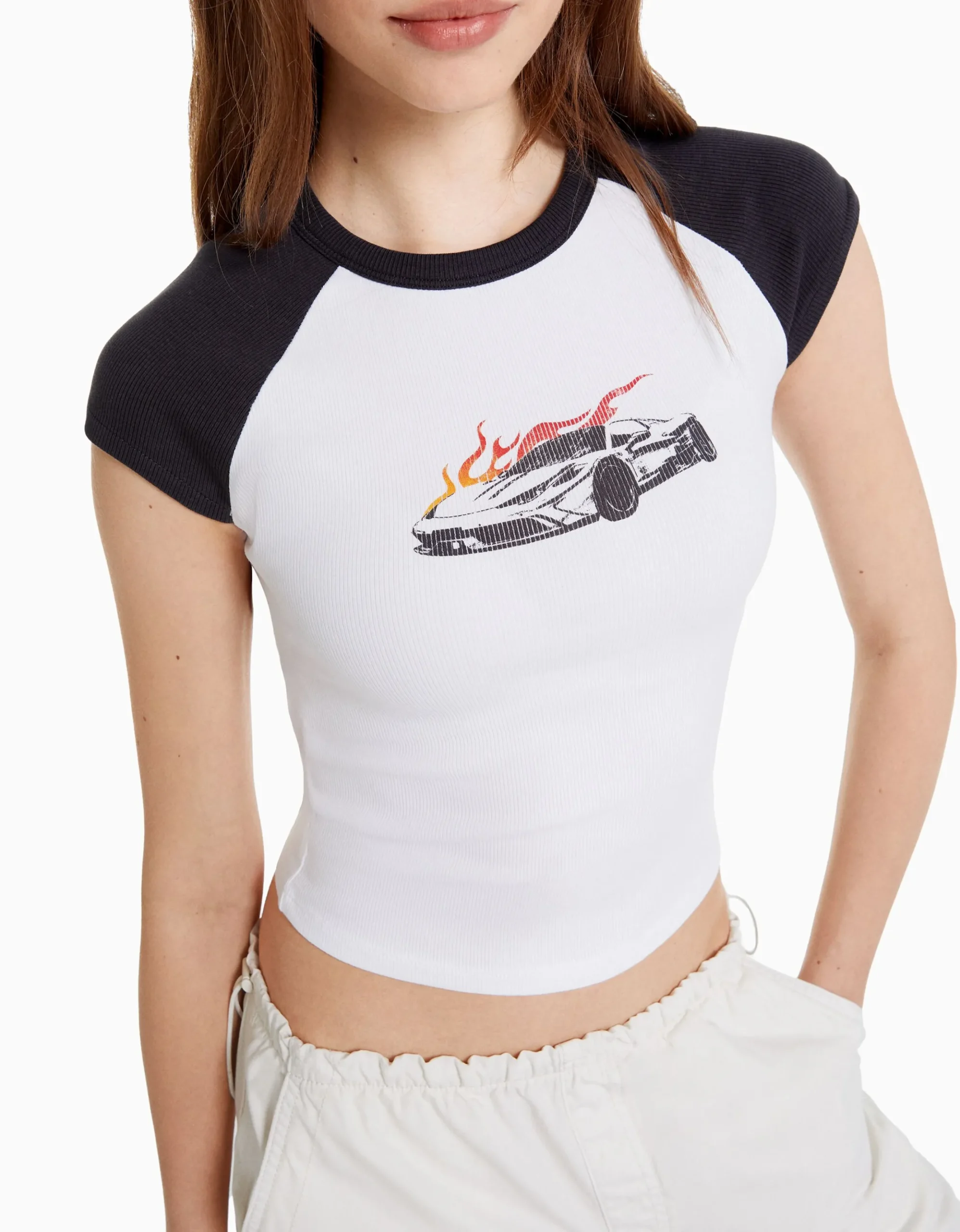 FEMME BERSHKA Tee-shirts*T-shirt manches courtes raglan imprimé