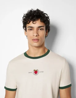HOMME BERSHKA Tee-shirts*T-shirt manches courtes regular fit imprimé