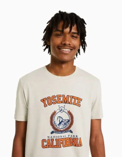 HOMME BERSHKA Tee-shirts*T-shirt manches courtes regular fit imprimé