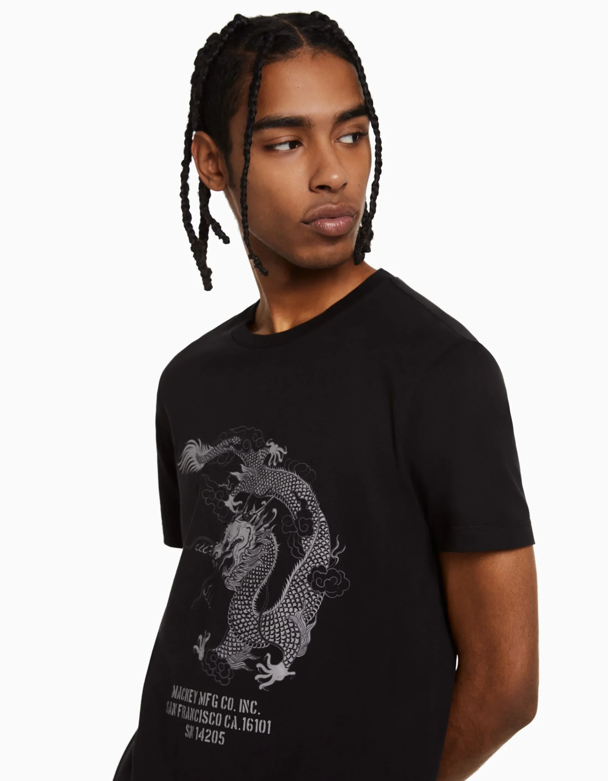 HOMME BERSHKA Tee-shirts*T-shirt manches courtes regular fit imprimé