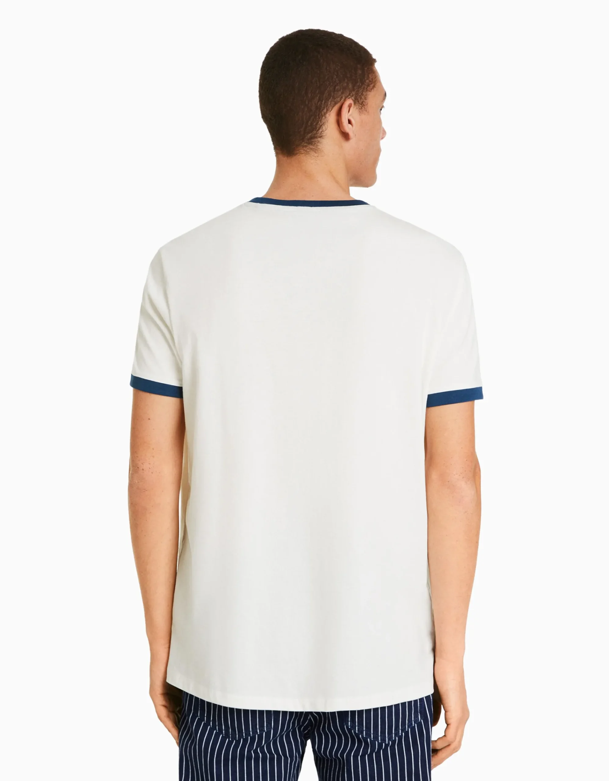 HOMME BERSHKA Vêtements*T-shirt manches courtes regular fit bord-côte contraste