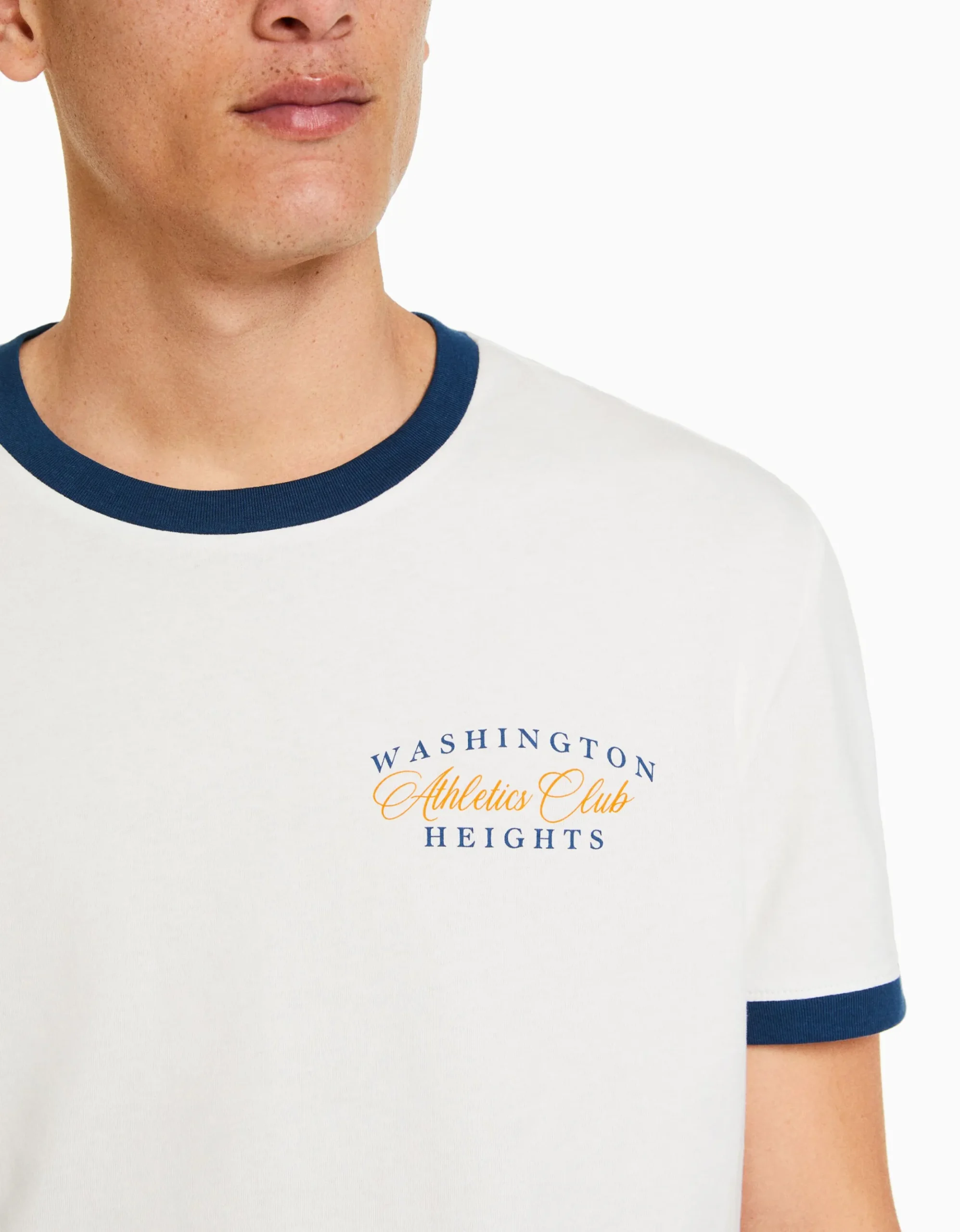 HOMME BERSHKA Vêtements*T-shirt manches courtes regular fit bord-côte contraste