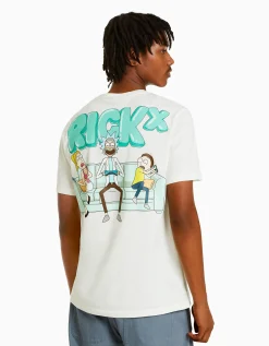 HOMME BERSHKA Vêtements*T-shirt manches courtes regular fit imprimé Rick et Morty