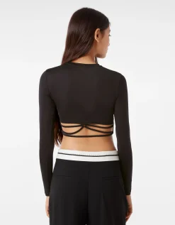 FEMME BERSHKA Tee-shirts*T-shirt manches longues anneaux lanières dos