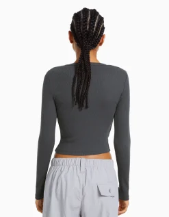 FEMME BERSHKA Tee-shirts*T-shirt manches longues bord-côte