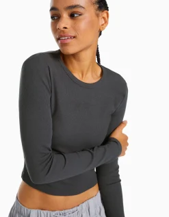 FEMME BERSHKA Tee-shirts*T-shirt manches longues bord-côte