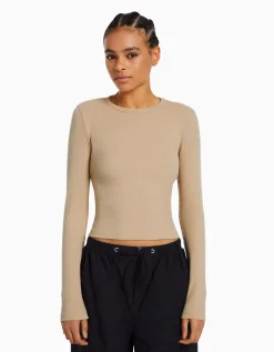 FEMME BERSHKA Tee-shirts*T-shirt manches longues bord-côte