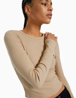 FEMME BERSHKA Tee-shirts*T-shirt manches longues bord-côte