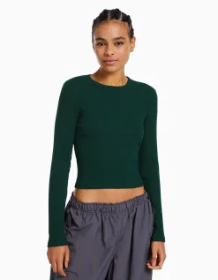 FEMME BERSHKA Tee-shirts*T-shirt manches longues bord-côte
