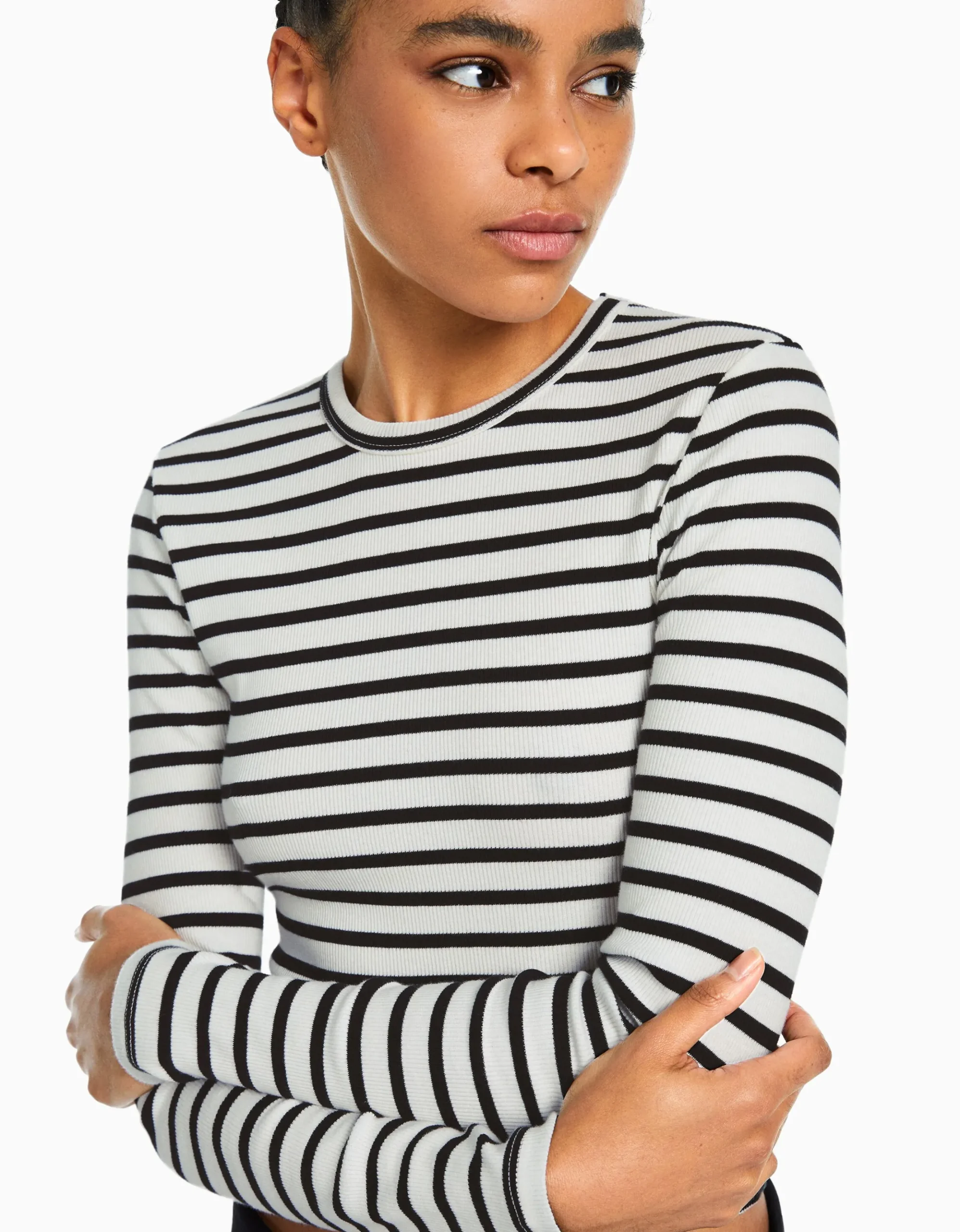 FEMME BERSHKA Tee-shirts*T-shirt manches longues bord-côte