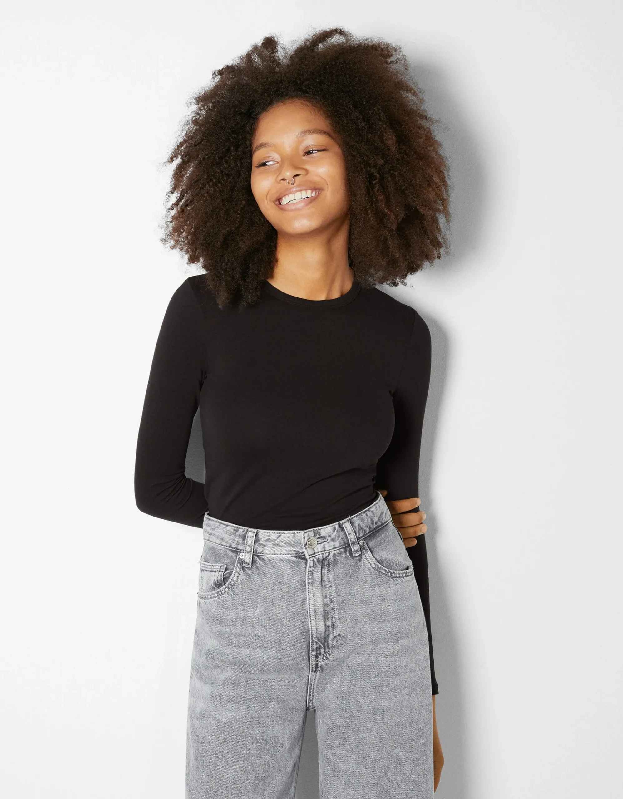 FEMME BERSHKA Tee-shirts*T-shirt manches longues bord-côte