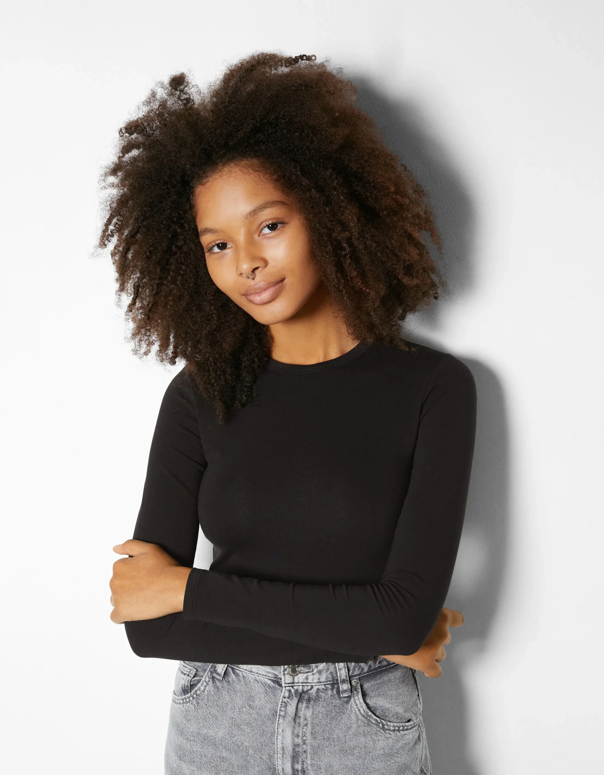 FEMME BERSHKA Tee-shirts*T-shirt manches longues bord-côte