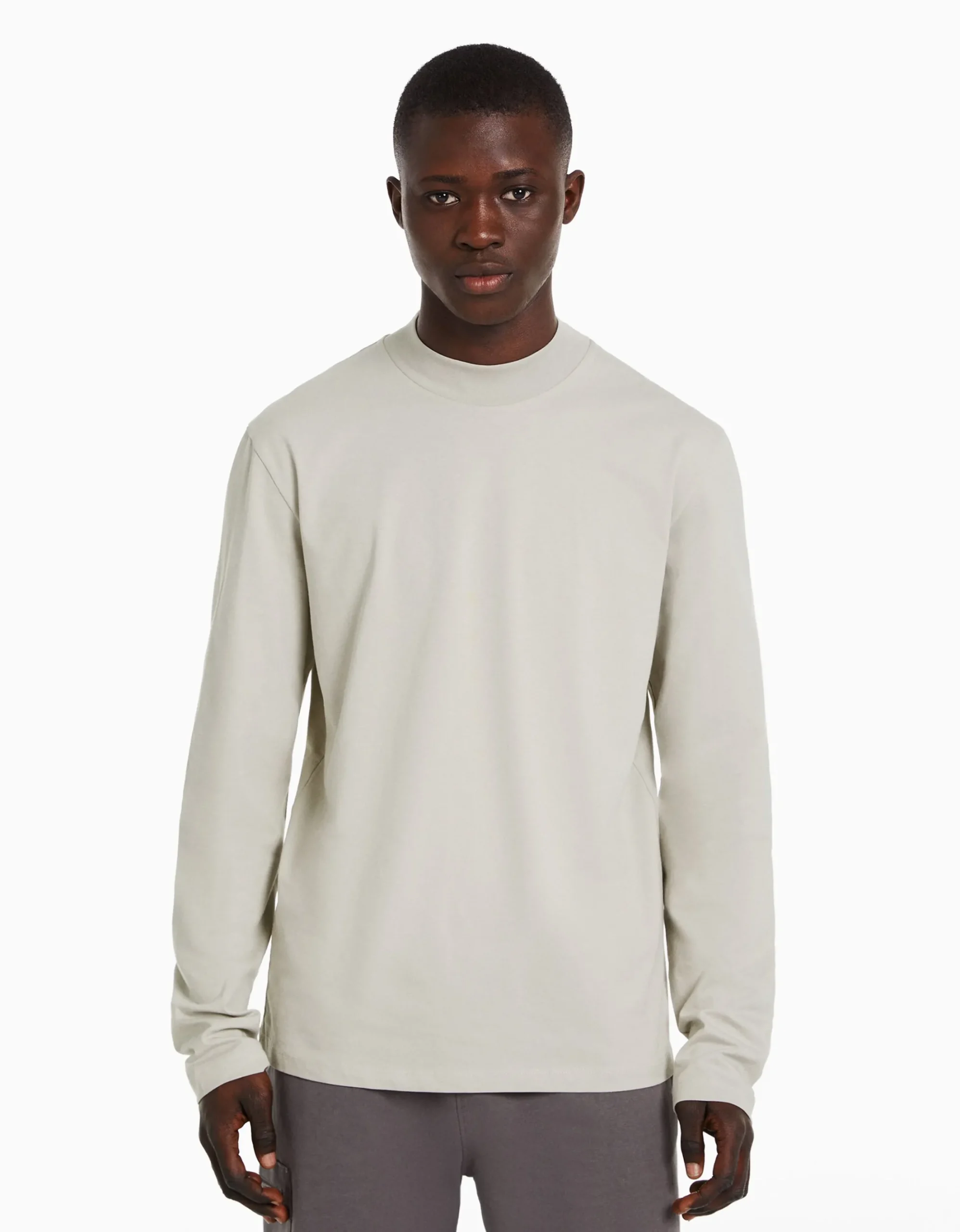 HOMME BERSHKA Tee-shirts*T-shirt manches longues col cheminée