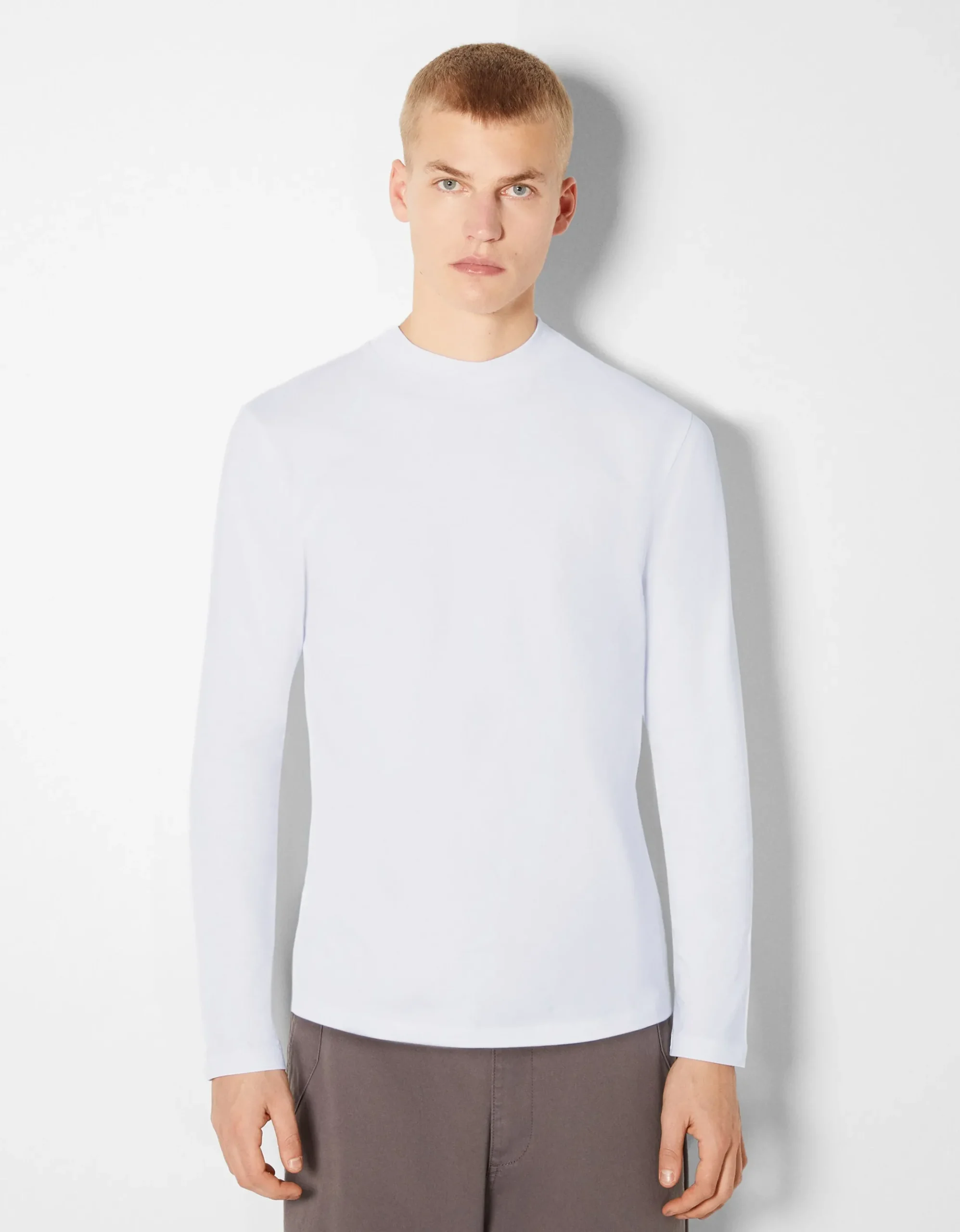 HOMME BERSHKA Vêtements*T-shirt manches longues col cheminée