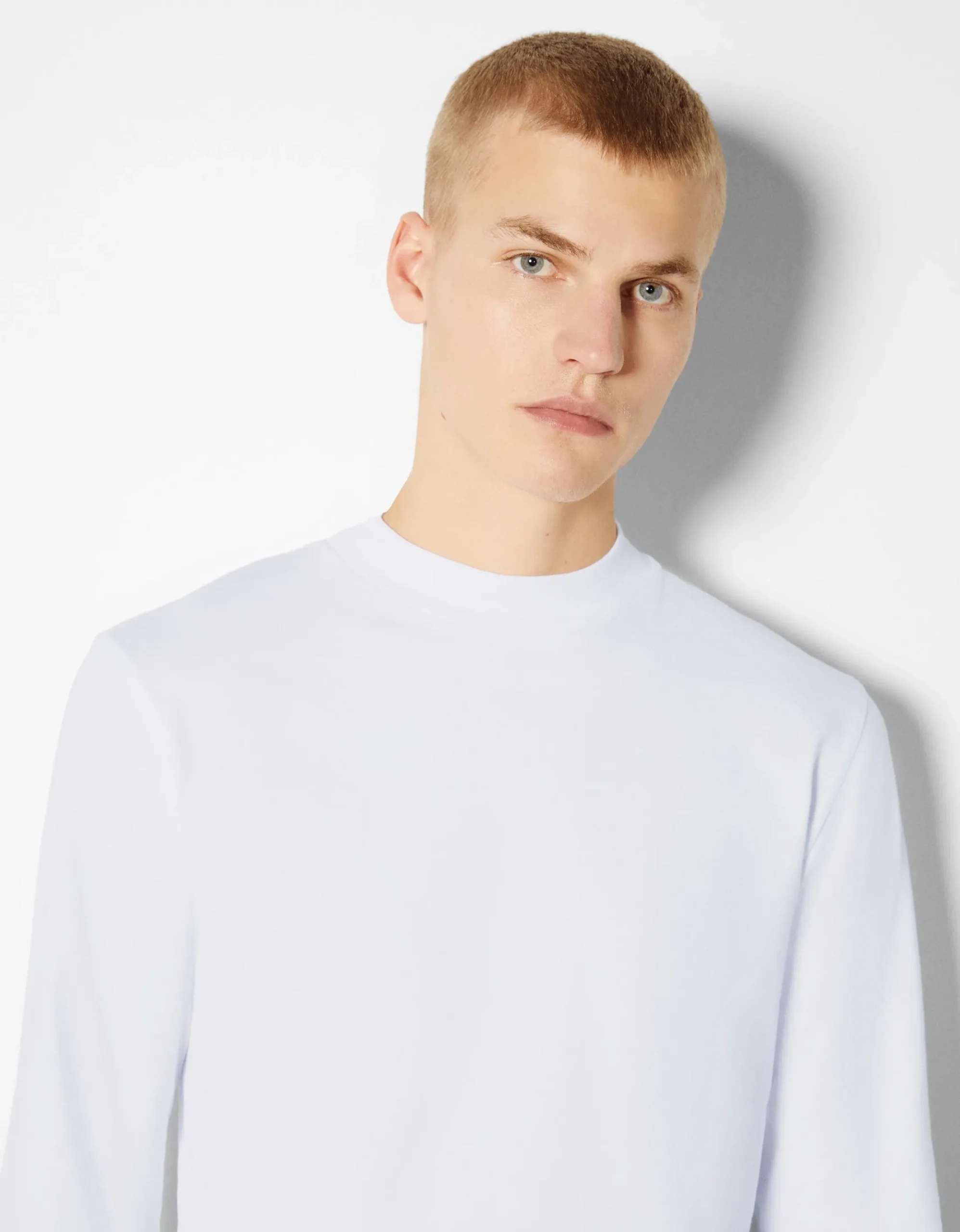 HOMME BERSHKA Vêtements*T-shirt manches longues col cheminée
