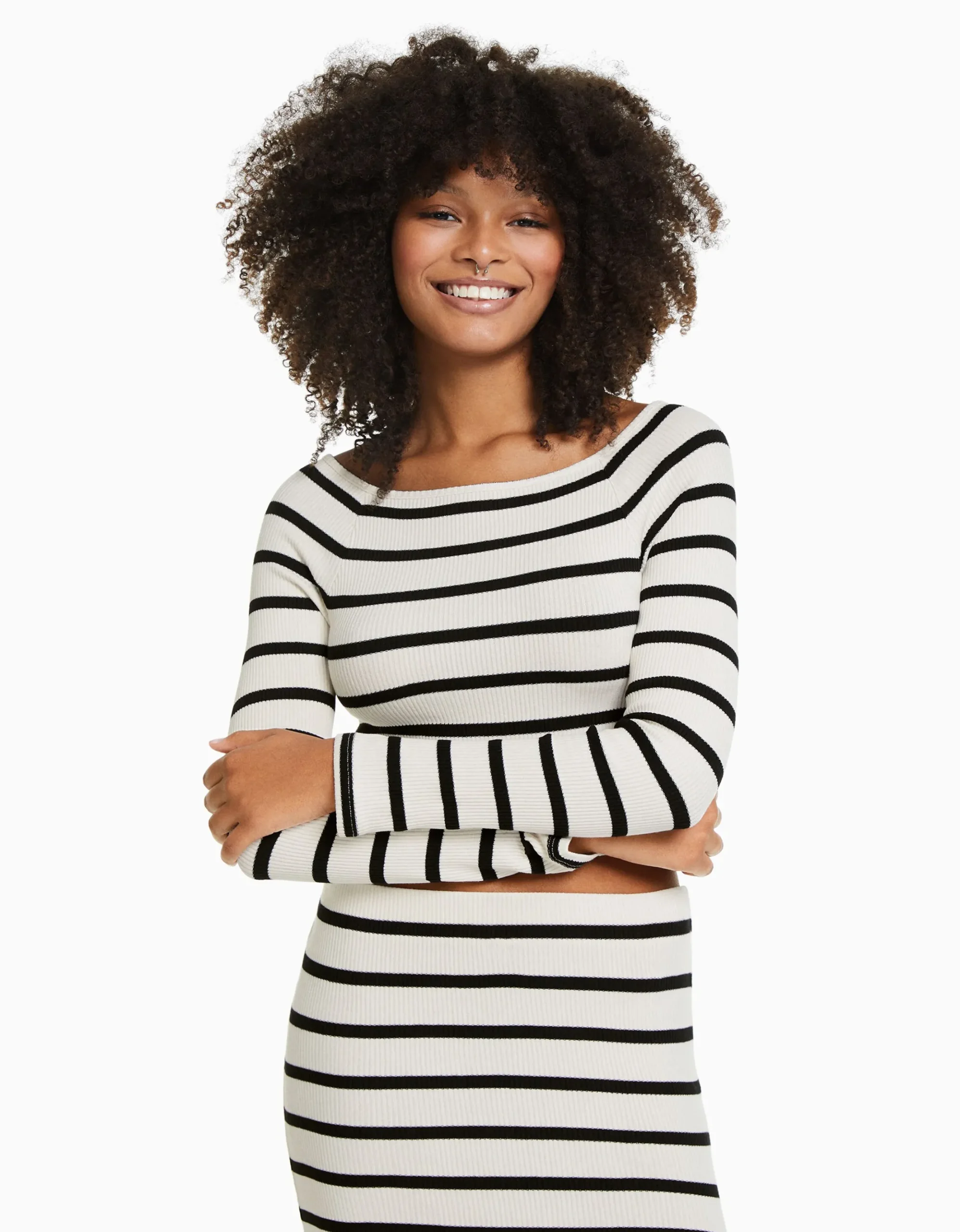 FEMME BERSHKA Tee-shirts*T-shirt manches longues col bateau rayures