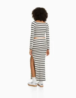 FEMME BERSHKA Tee-shirts*T-shirt manches longues col bateau rayures