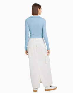 FEMME BERSHKA Tee-shirts*T-shirt manches longues col polo boutons