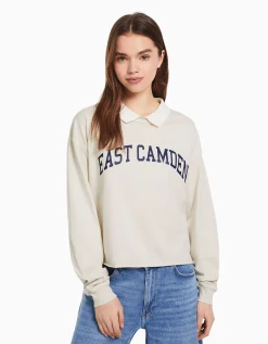 FEMME BERSHKA Tee-shirts*T-shirt manches longues col polo imprimé