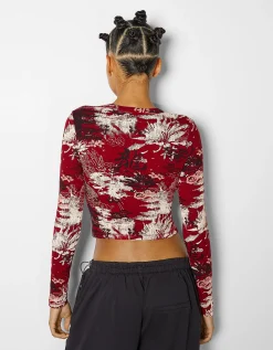 FEMME BERSHKA Tee-shirts*T-shirt manches longues imprimé