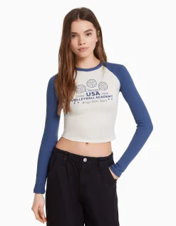 FEMME BERSHKA Tee-shirts*T-shirt manches longues raglan