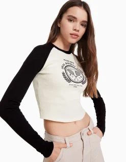 FEMME BERSHKA BSK Teen*T-shirt manches longues raglan