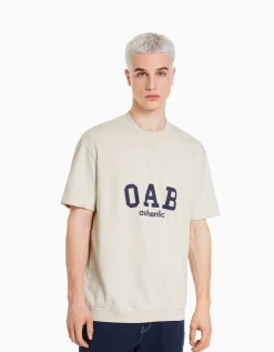 HOMME BERSHKA Tee-shirts*T-shirt molleton imprimé varsity