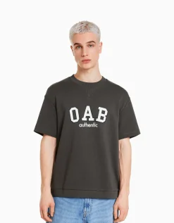 HOMME BERSHKA Tee-shirts*T-shirt molleton imprimé varsity