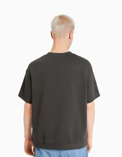 HOMME BERSHKA Vêtements*T-shirt molleton imprimé varsity