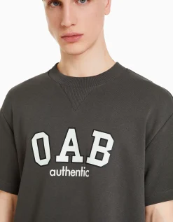 HOMME BERSHKA Vêtements*T-shirt molleton imprimé varsity