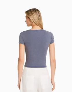 FEMME BERSHKA Tee-shirts*T-shirt moulant manches courtes