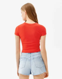 FEMME BERSHKA Tee-shirts*T-shirt moulant manches courtes