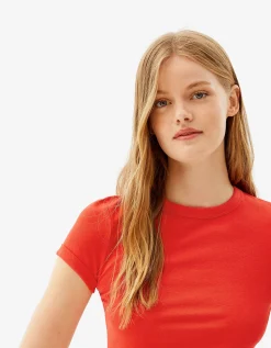 FEMME BERSHKA Tee-shirts*T-shirt moulant manches courtes