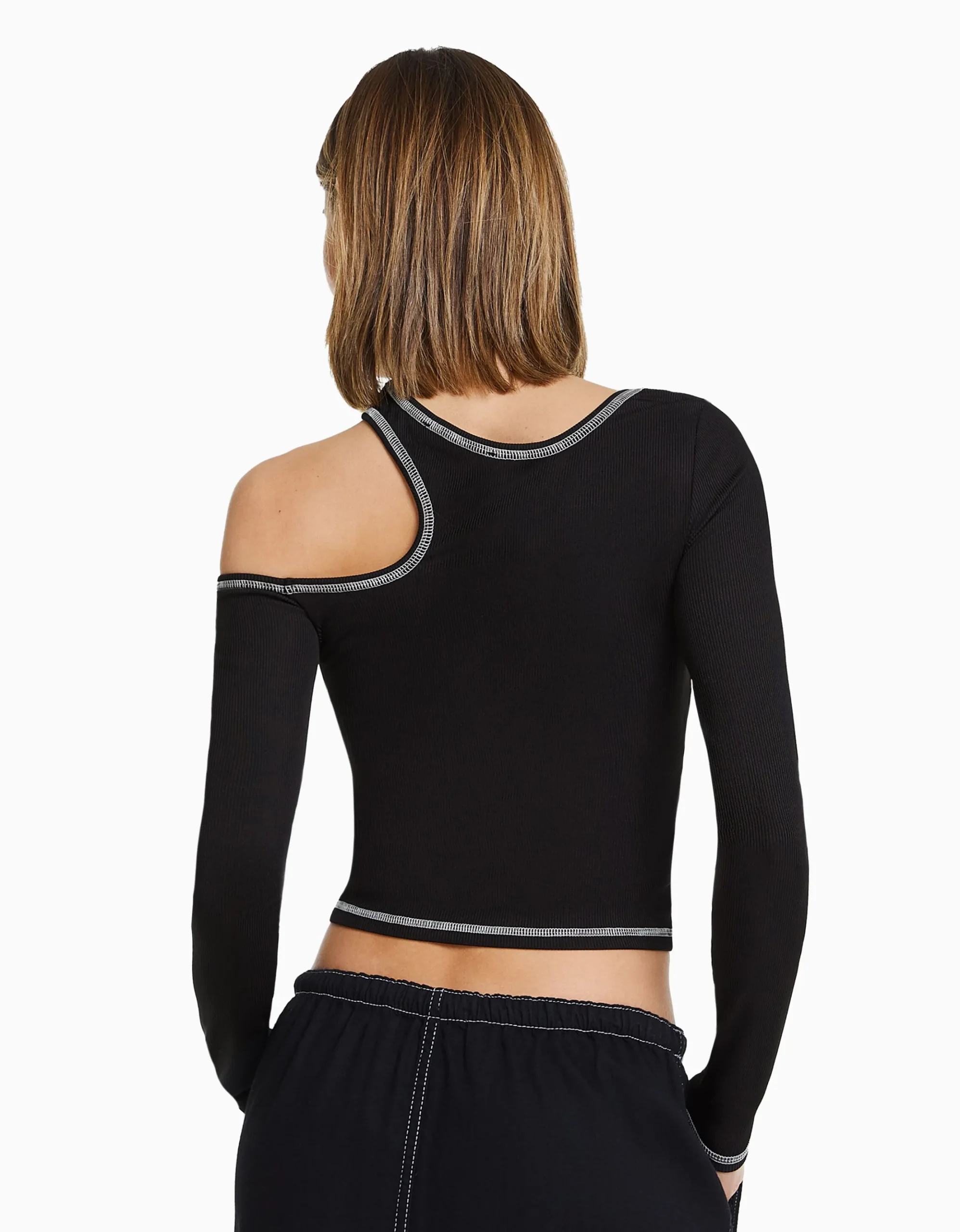FEMME BERSHKA Tee-shirts*T-shirt moulant manches longues fil contraste