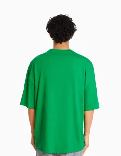 FEMME BERSHKA Personnalisables*T-shirt oversize à manches courtes