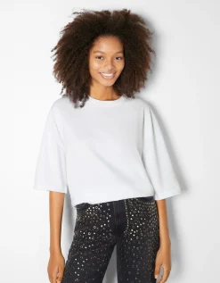 FEMME BERSHKA TEST*T-shirt oversize à manches courtes