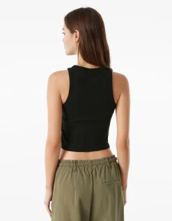 FEMME BERSHKA Tops et corsets*T-shirt sans manches bord-côte